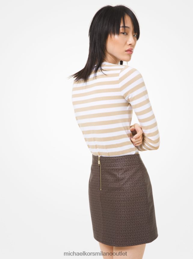 Michael Kors minigonna in pelle martellata con stampa logo donne cioccolato P06L0L615 vestiario