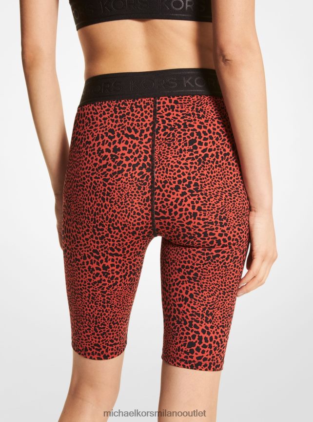 Michael Kors pantaloncini da ciclista in nylon stretch con stampa grafica animalier donne cremisi P06L0L598 vestiario