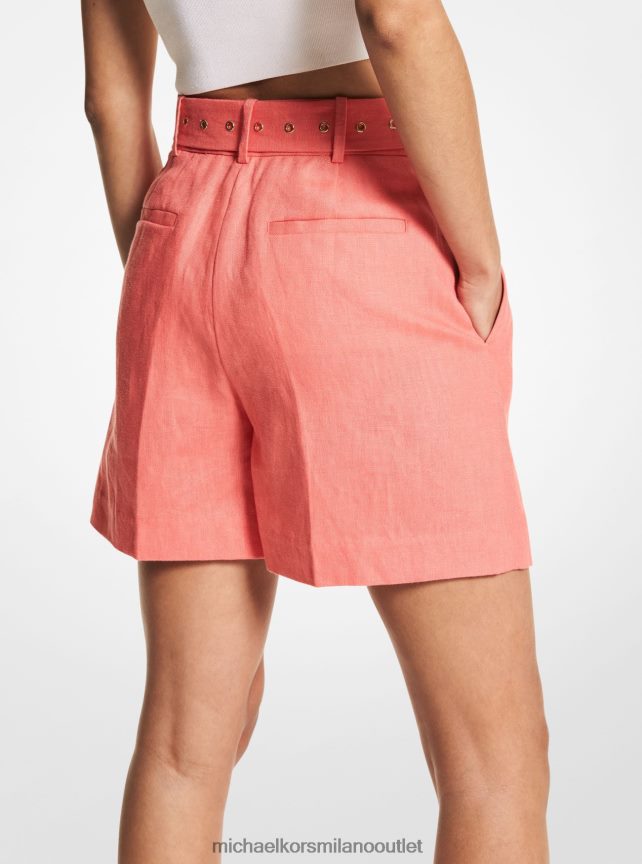 Michael Kors pantaloncini di lino con cintura donne corallo flamenco P06L0L595 vestiario