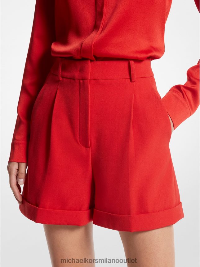 Michael Kors shorts della collezione in gabardine di lana con risvolto plissettato donne papavero P06L0L3483 vestiario