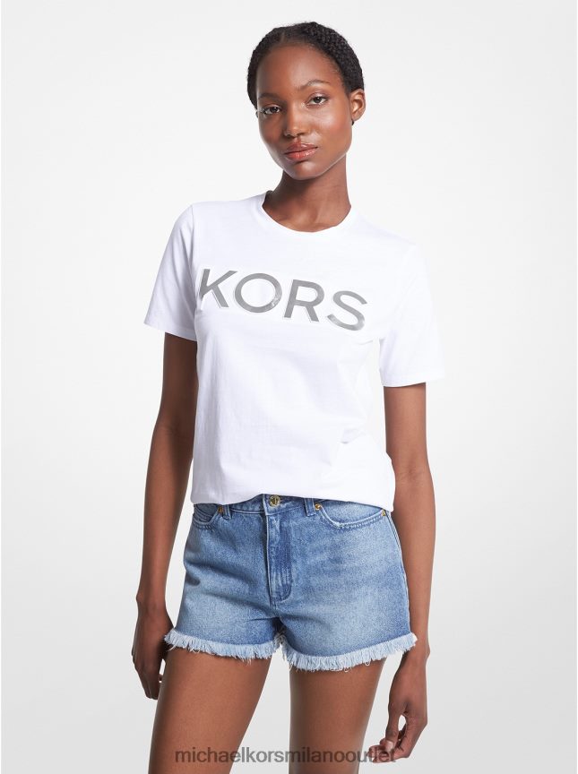Michael Kors T-shirt in cotone organico con logo donne bianco P06L0L394 vestiario