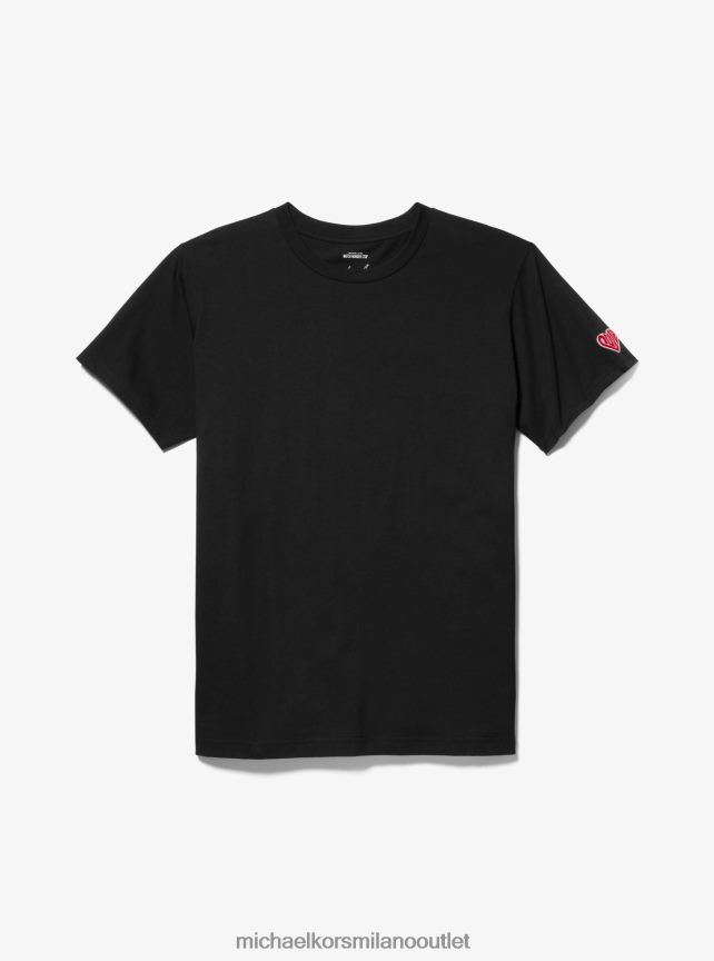 Michael Kors T-shirt unisex in cotone biologico Watch Hunger Stop Love donne nero P06L0L465 vestiario