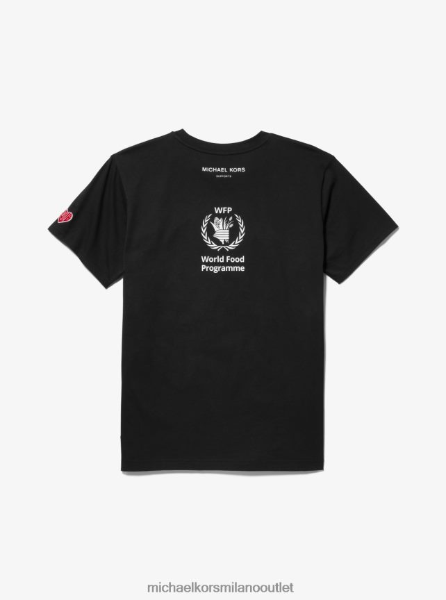 Michael Kors T-shirt unisex in cotone biologico Watch Hunger Stop Love donne nero P06L0L465 vestiario