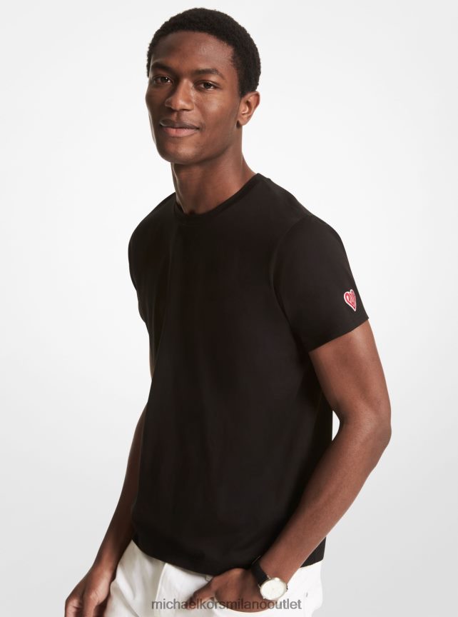 Michael Kors T-shirt unisex in cotone biologico Watch Hunger Stop Love donne nero P06L0L465 vestiario