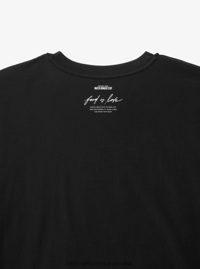 Michael Kors T-shirt unisex in cotone biologico Watch Hunger Stop Love donne nero P06L0L465 vestiario