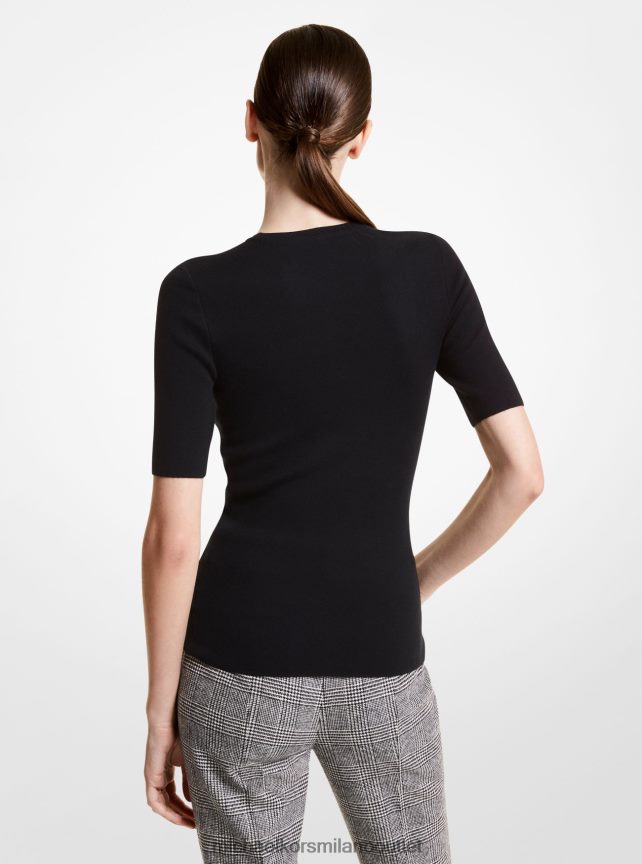 Michael Kors Maglia della collezione in cashmere con maniche a tre quarti donne nero P06L0L3603 vestiario