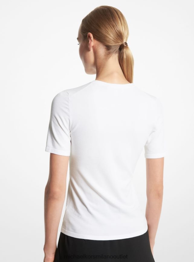 Michael Kors Maglia di collezione a maniche corte in viscosa stretch donne bianco ottico P06L0L3568 vestiario