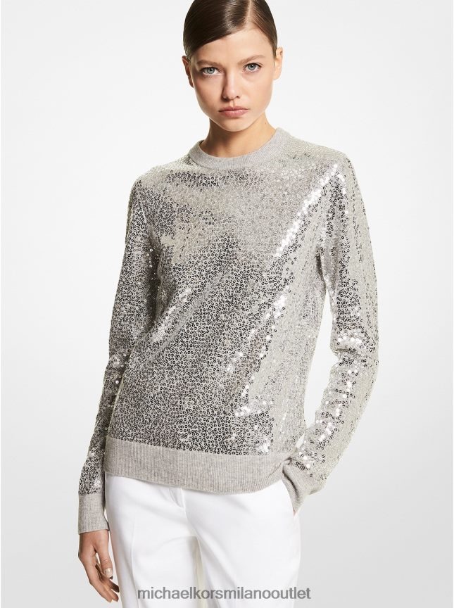 Michael Kors Maglia in cashmere con paillettes della collezione donne grigio perla P06L0L3613 vestiario