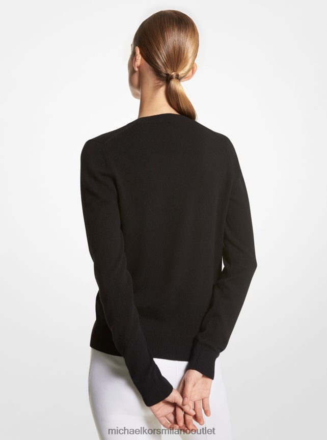 Michael Kors Maglia scollo a V in cashmere della collezione donne nero P06L0L3544 vestiario