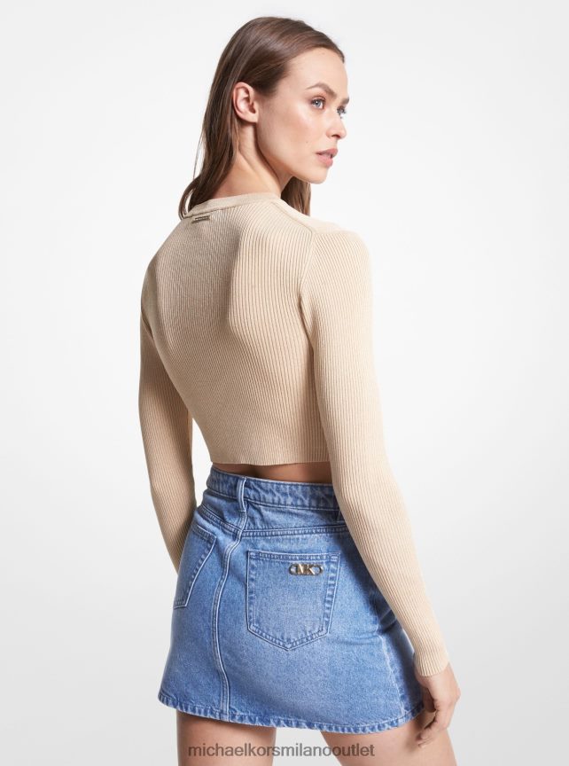 Michael Kors Maglione corto in maglia a coste metallizzate donne oro P06L0L377 vestiario
