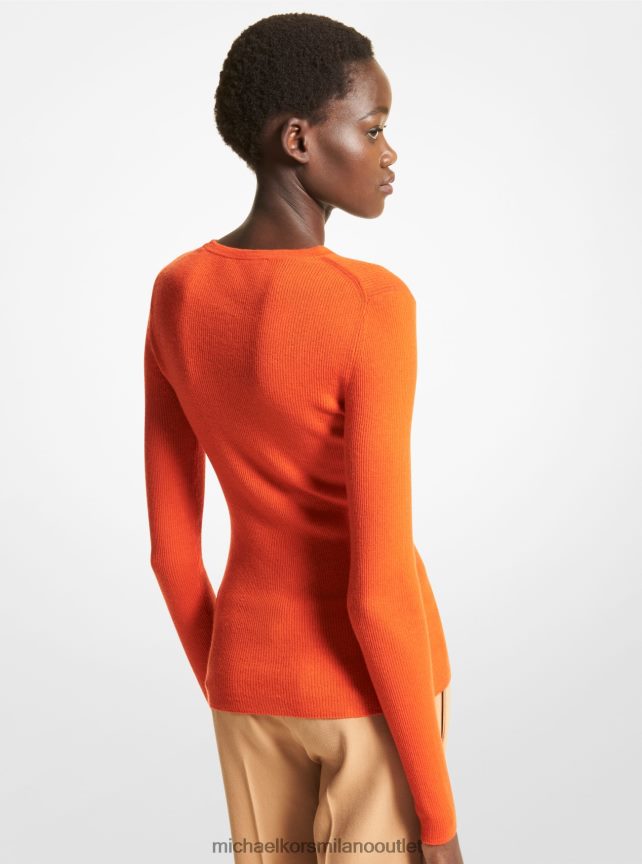 Michael Kors Maglione in cashmere leggerissimo della collezione Hutton donne arancia P06L0L3508 vestiario