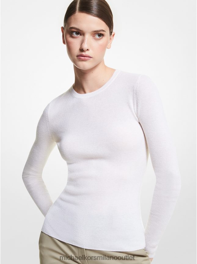 Michael Kors Maglione in cashmere leggerissimo della collezione Hutton donne bianco ottico P06L0L3504 vestiario