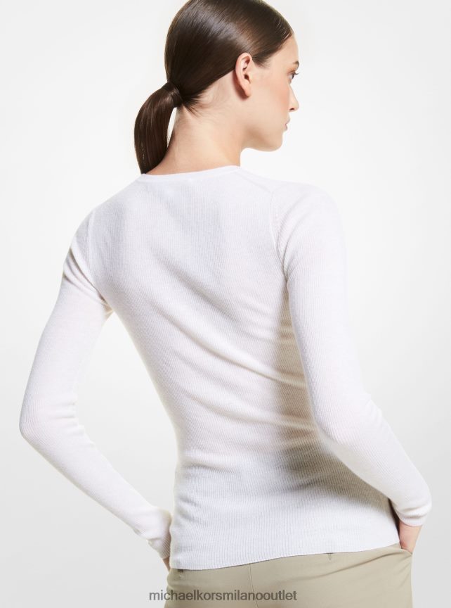 Michael Kors Maglione in cashmere leggerissimo della collezione Hutton donne bianco ottico P06L0L3504 vestiario