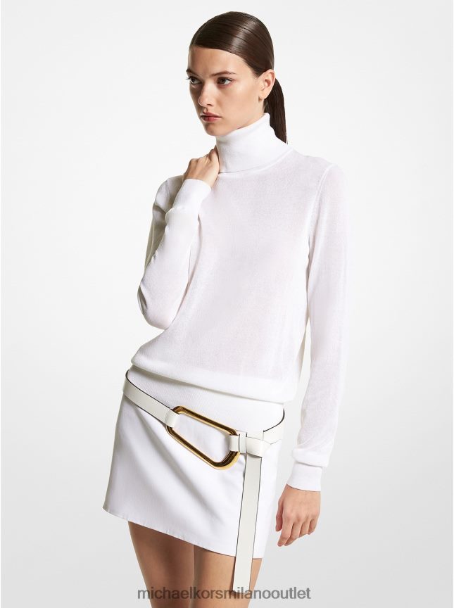 Michael Kors maglia dolcevita della collezione joan in tulle misto viscosa donne bianco ottico P06L0L3444 vestiario