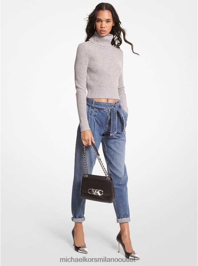 Michael Kors maglione cropped a collo alto in lana stretch donne erica perlata P06L0L440 vestiario