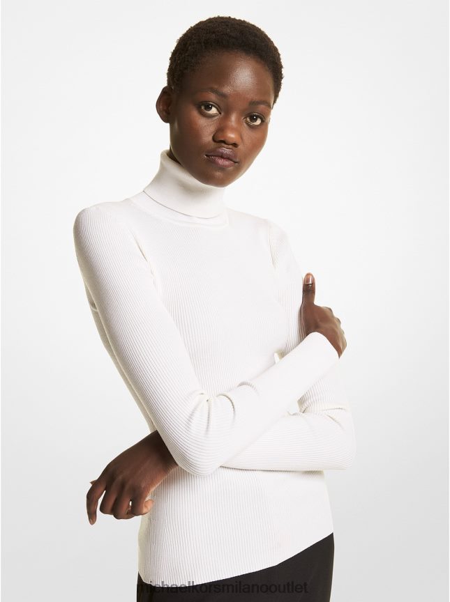 Michael Kors maglione dolcevita in misto lana a coste della collezione donne bianco ottico P06L0L3624 vestiario