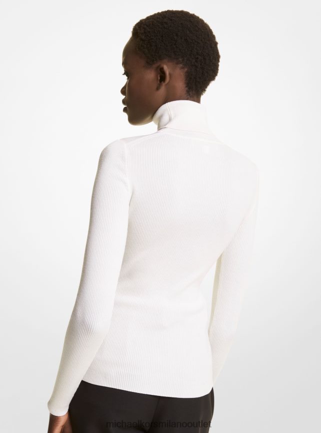Michael Kors maglione dolcevita in misto lana a coste della collezione donne bianco ottico P06L0L3624 vestiario