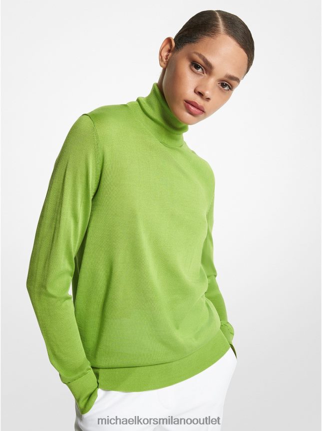 Michael Kors maglione dolcevita in seta leggerissima della collezione Joan donne lime P06L0L3525 vestiario