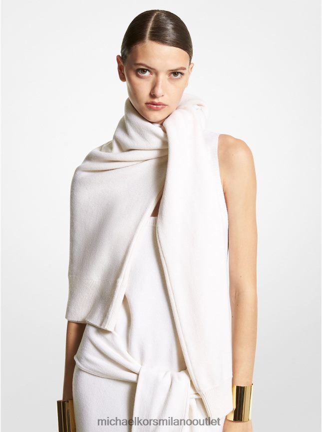 Michael Kors sciarpa in maglione di cashmere della collezione donne bianco ottico P06L0L3488 vestiario