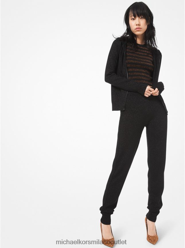 Michael Kors joggers della collezione in viscosa stretch metallizzata donne nero P06L0L3706 vestiario