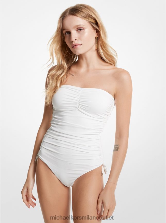 Michael Kors Costume da bagno in nylon elasticizzato con ruches donne bianco P06L0L536 vestiario