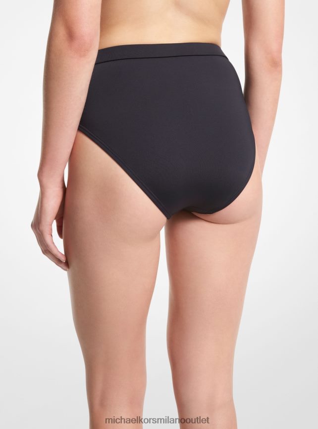 Michael Kors Fondo bikini con cintura a vita alta in nylon elasticizzato donne nero P06L0L532 vestiario