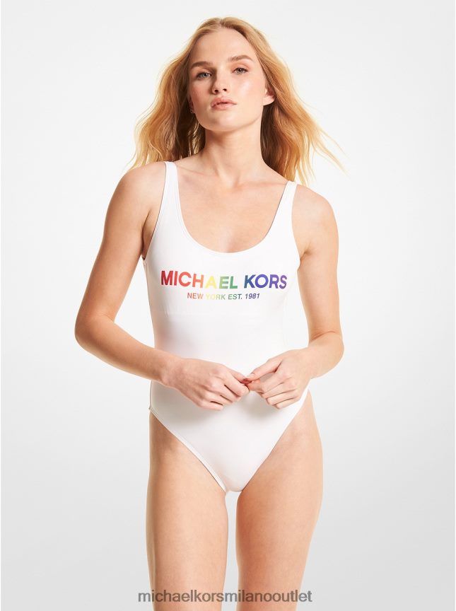 Michael Kors costume da bagno con logo Pride donne bianco P06L0L550 vestiario