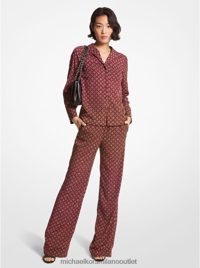 Michael Kors Pantaloni del pigiama in crêpe con medaglione donne merlot P06L0L503 vestiario