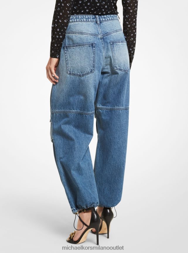 Michael Kors jeans in denim a gamba larga donne lavaggio indaco P06L0L504 vestiario