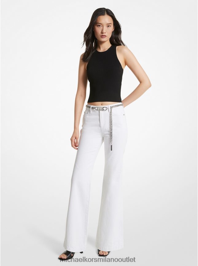 Michael Kors jeans svasati con cintura in denim donne bianco ottico P06L0L499 vestiario
