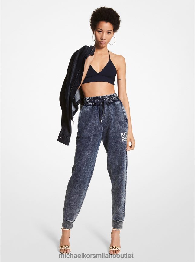 Michael Kors joggers oversize in spugna di cotone con lavaggio acido donne indaco P06L0L513 vestiario