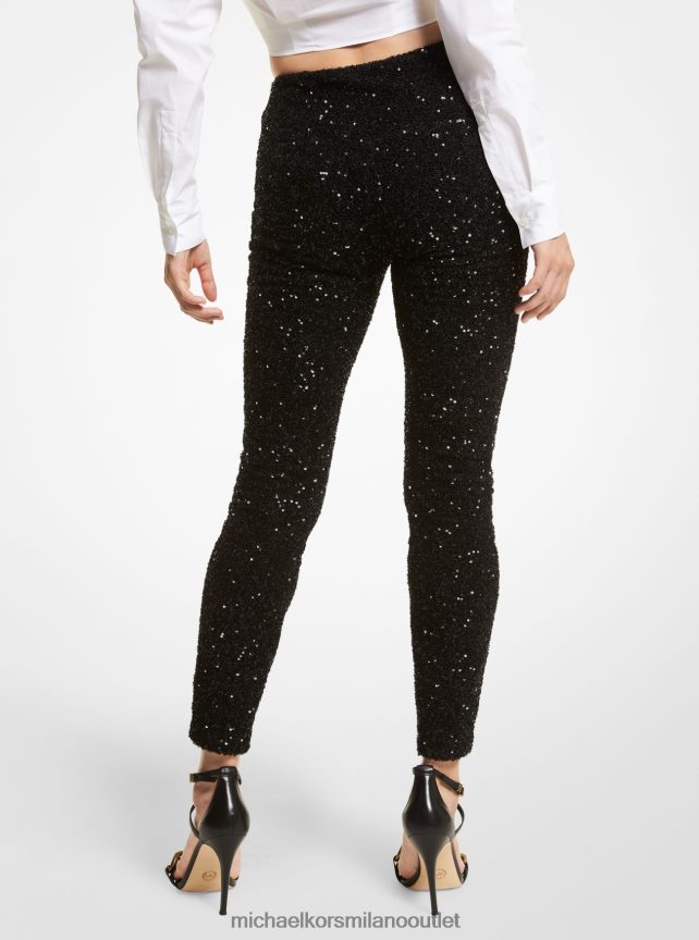 Michael Kors leggings in rete elasticizzata con paillettes donne nero P06L0L516 vestiario