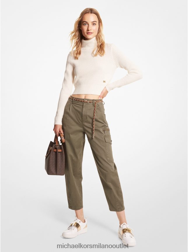 Michael Kors pantalone cargo in cotone elasticizzato donne oliva P06L0L495 vestiario