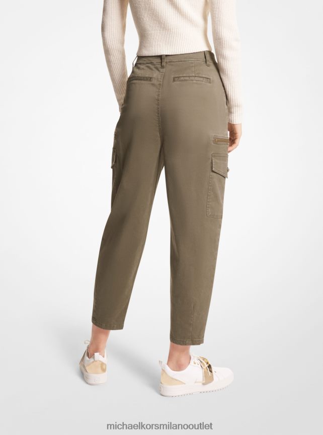 Michael Kors pantalone cargo in cotone elasticizzato donne oliva P06L0L495 vestiario