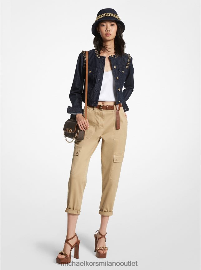 Michael Kors pantaloni cargo in cotone organico elasticizzato donne cachi P06L0L489 vestiario