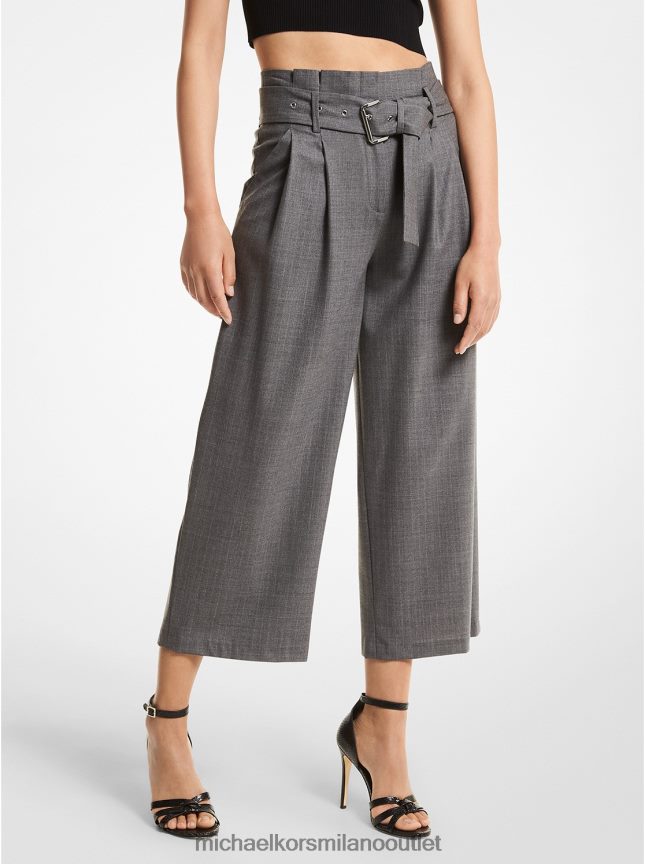Michael Kors pantaloni cropped in lana stretch a righe donne Derby P06L0L511 vestiario