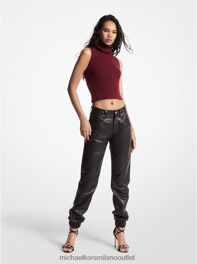 Michael Kors pantaloni da jogging in pelle donne nero P06L0L509 vestiario