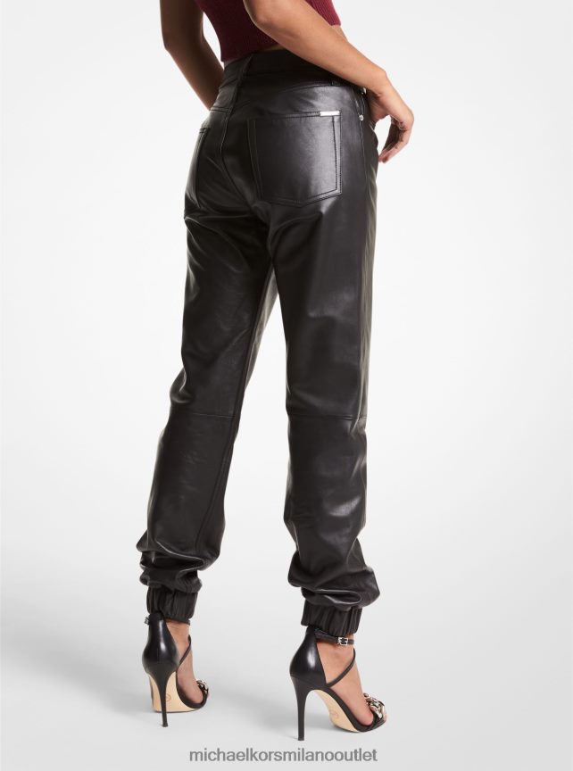 Michael Kors pantaloni da jogging in pelle donne nero P06L0L509 vestiario
