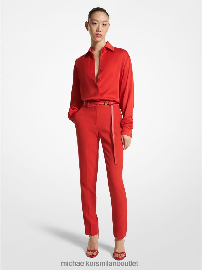 Michael Kors pantaloni della collezione Samantha in doppio crêpe zibellino donne papavero P06L0L3503 vestiario