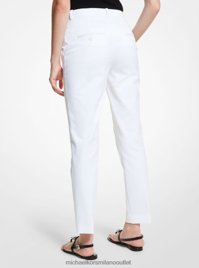 Michael Kors pantaloni della collezione samantha in cotone stretch donne bianco ottico P06L0L3735 vestiario