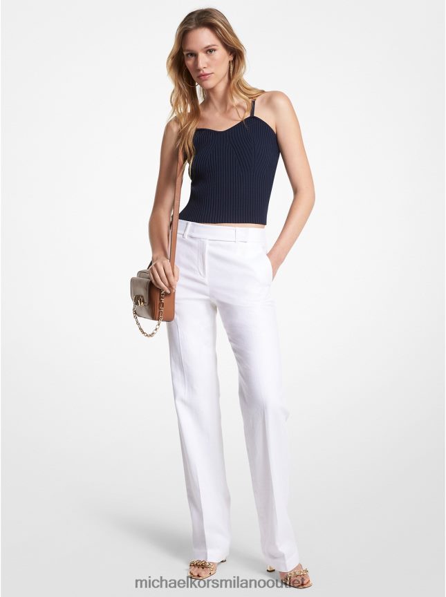 Michael Kors pantaloni in misto lino donne bianco P06L0L486 vestiario