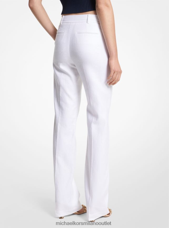 Michael Kors pantaloni in misto lino donne bianco P06L0L486 vestiario