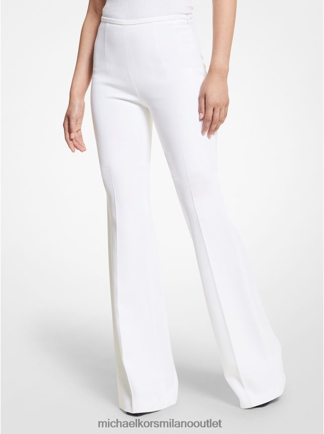 Michael Kors pantaloni svasati della collezione Brooke in doppia crêpe zibellino donne bianco ottico P06L0L3433 vestiario