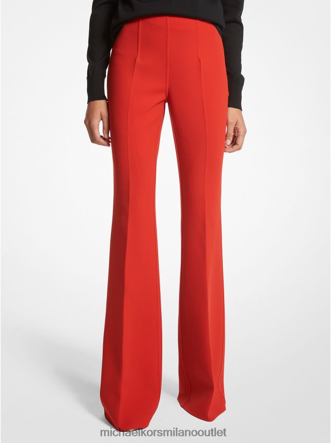 Michael Kors pantaloni svasati della collezione Brooke in twill di lana stretch double face donne papavero P06L0L3482 vestiario