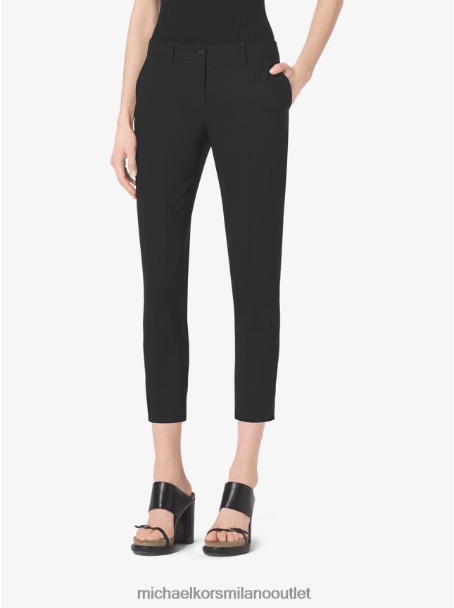 Michael Kors pantalone di collezione in gabardine di lana stretch donne nero P06L0L3697 vestiario