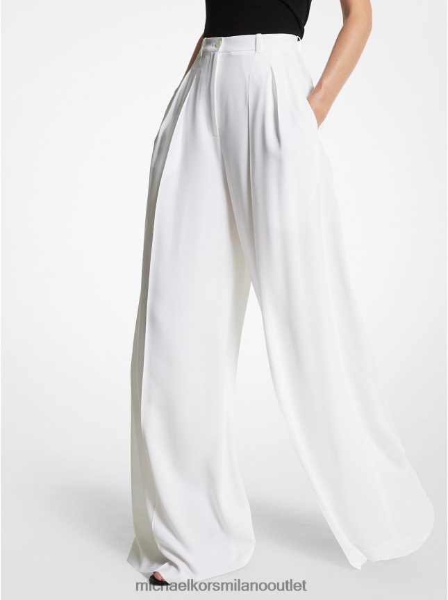 Michael Kors pantaloni ampi di collezione in doppio crêpe zibellino donne bianco ottico P06L0L3432 vestiario