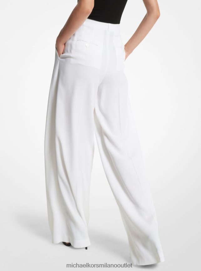 Michael Kors pantaloni ampi di collezione in doppio crêpe zibellino donne bianco ottico P06L0L3432 vestiario