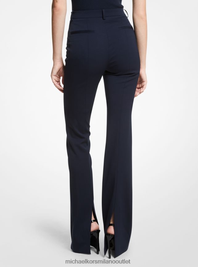 Michael Kors pantaloni di collezione in gabardine di lana stretch con polsini spaccati donne mezzanotte P06L0L3699 vestiario