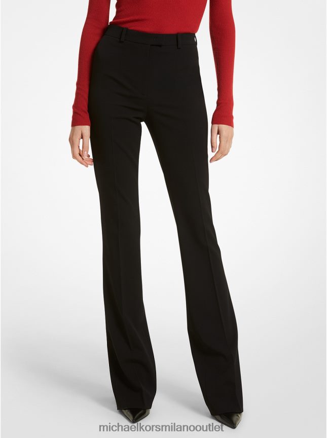Michael Kors pantaloni di collezione in gabardine di lana stretch con polsini spaccati donne nero P06L0L3698 vestiario