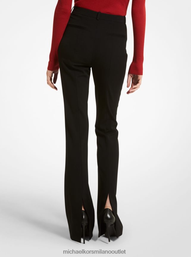 Michael Kors pantaloni di collezione in gabardine di lana stretch con polsini spaccati donne nero P06L0L3698 vestiario